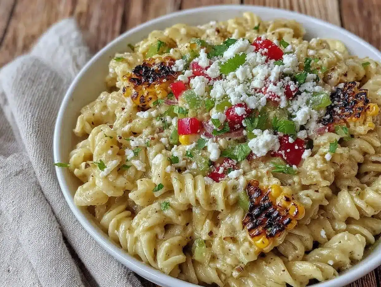 creamy mexican street corn pasta salad preparation steps