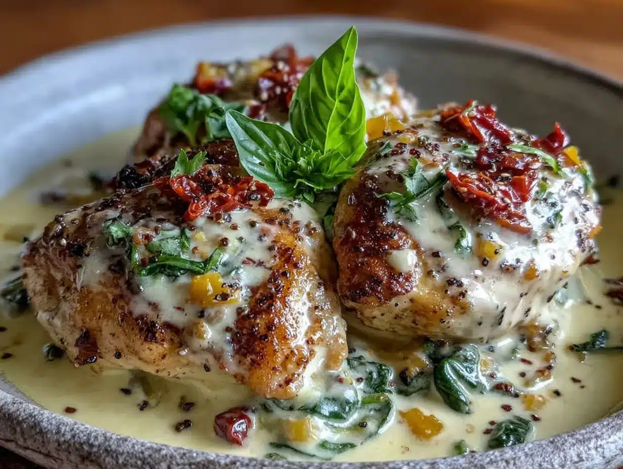 creamy tuscan chicken breast preparation steps