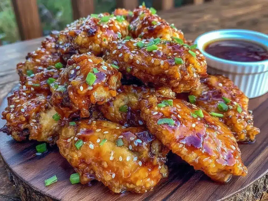 crispy air fryer honey garlic chicken wings - featured image