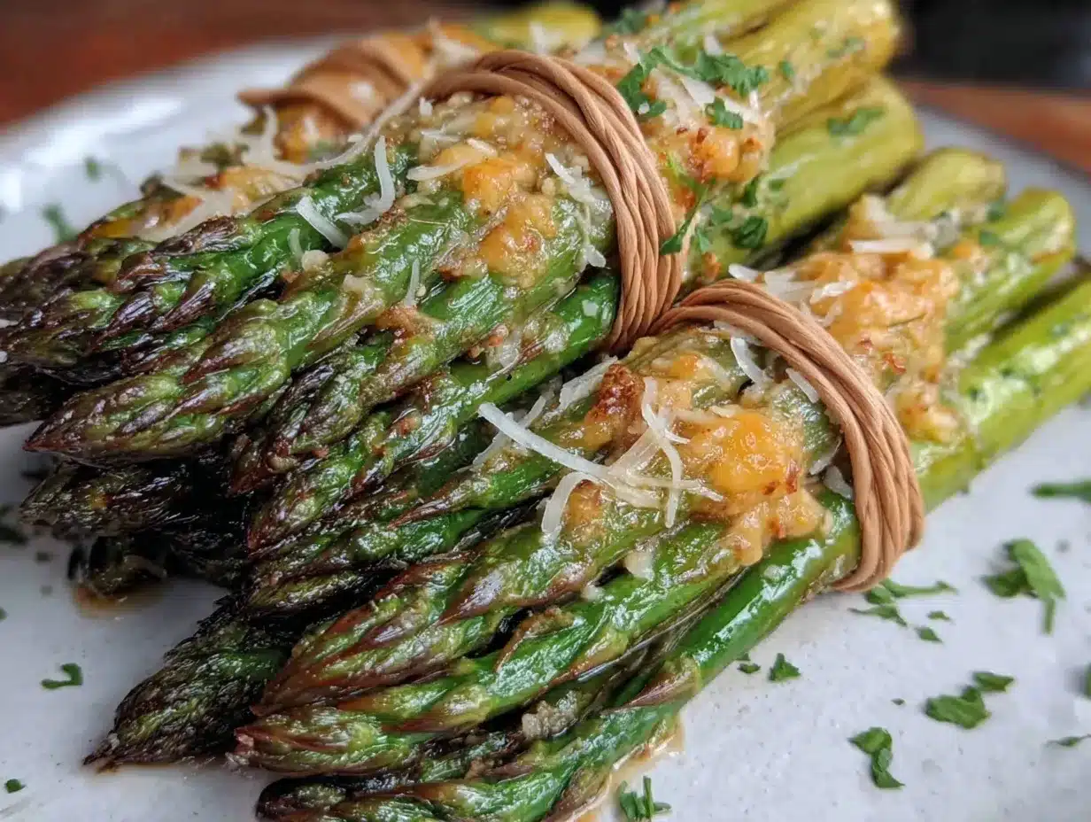 crispy garlic parmesan roasted asparagus bundles preparation steps