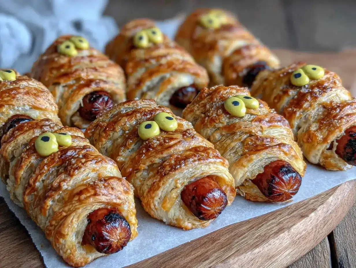 crispy mummy wrapped hot dogs preparation steps