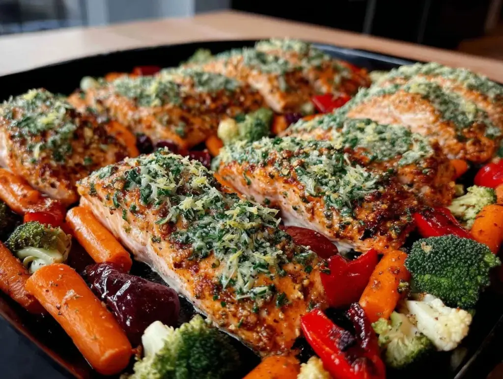crispy sheet pan salmon - featured image