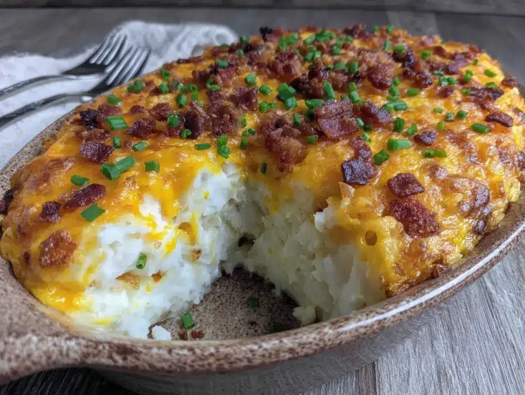crispy twice baked potato casserole - featured image