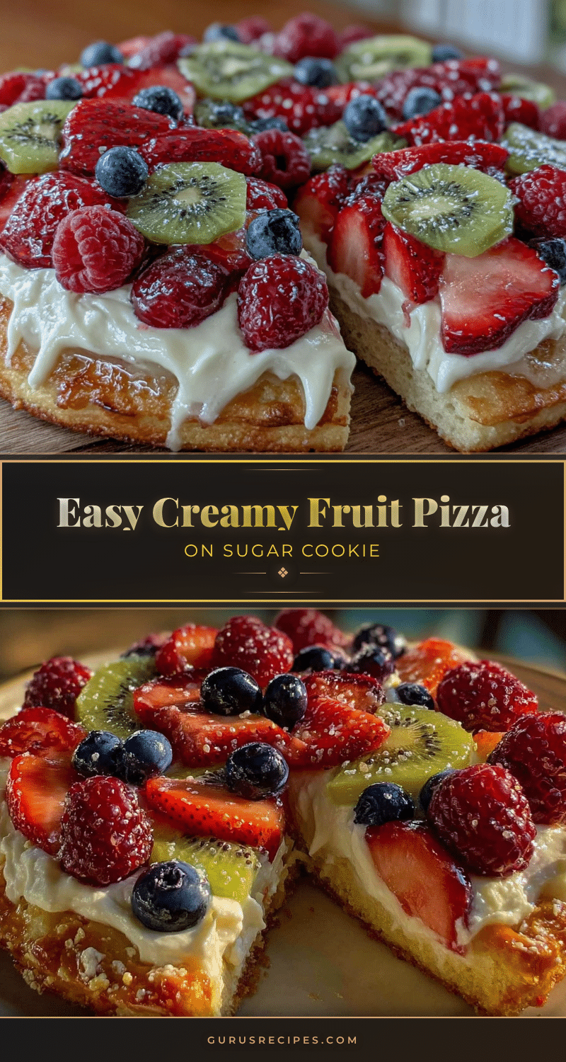 easy creamy fruit pizza on sugar cookie recipe