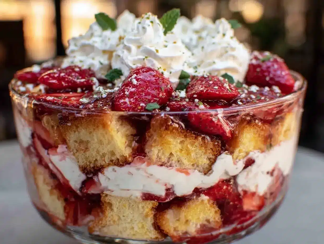 easy creamy strawberry shortcake trifle preparation steps