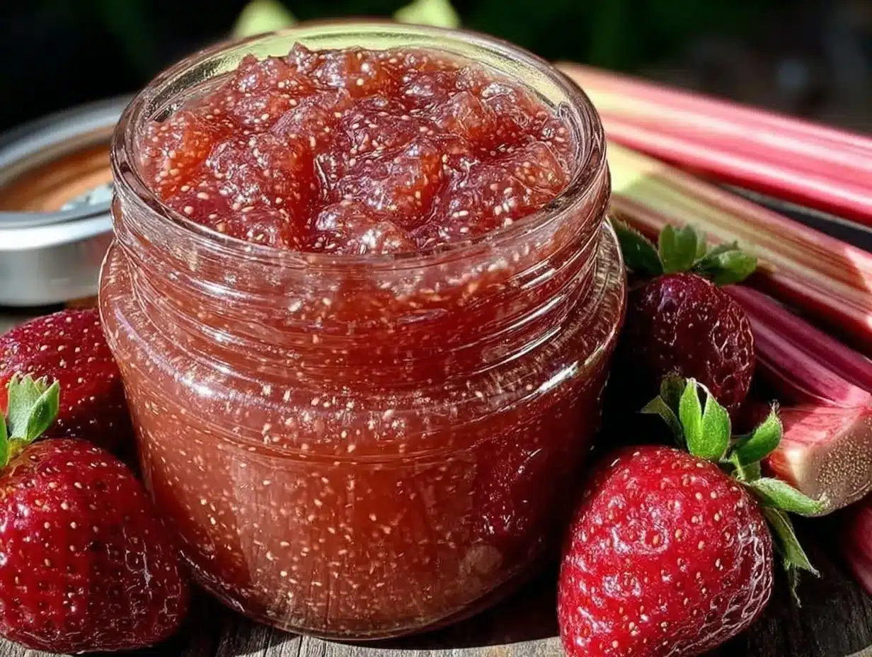 easy homemade strawberry rhubarb jam without pectin preparation steps
