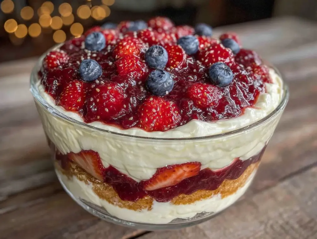 easy patriotic berry trifle - featured image
