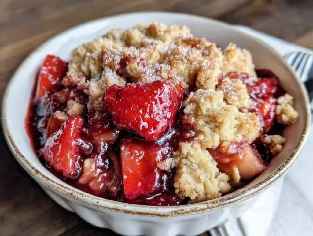 easy strawberry rhubarb crisp - featured image