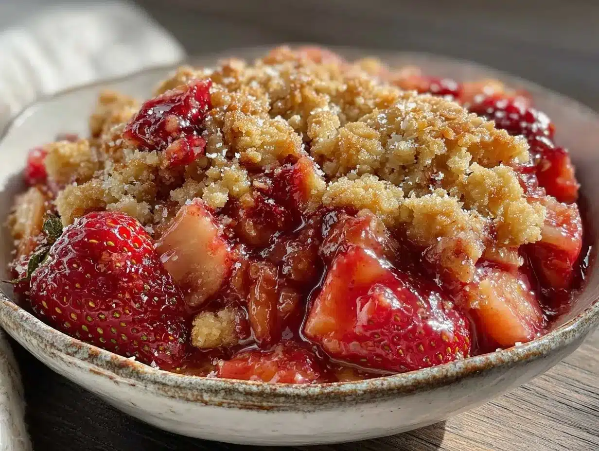easy strawberry rhubarb crisp preparation steps