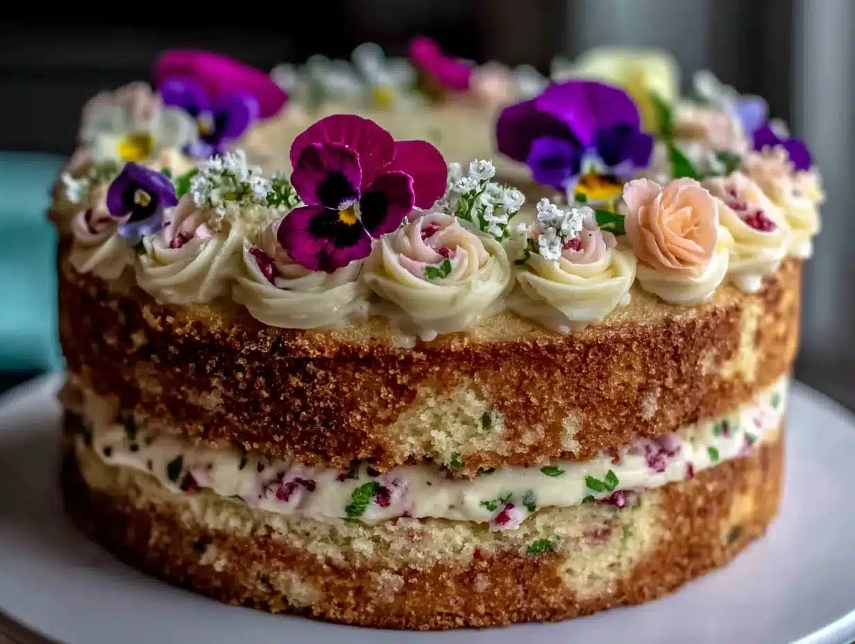 floral buttercream layer cake preparation steps