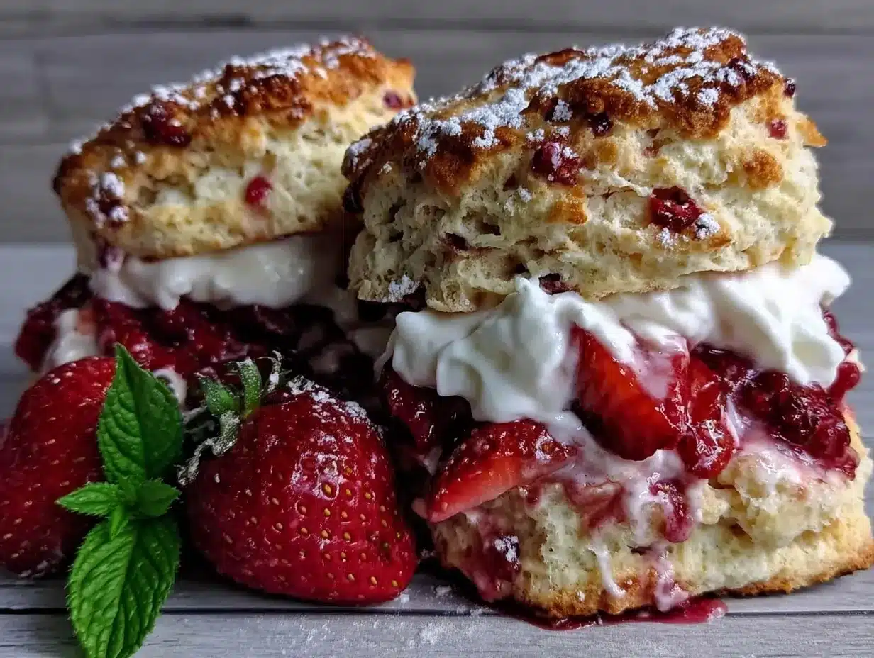 fluffy homemade strawberry shortcake biscuits preparation steps