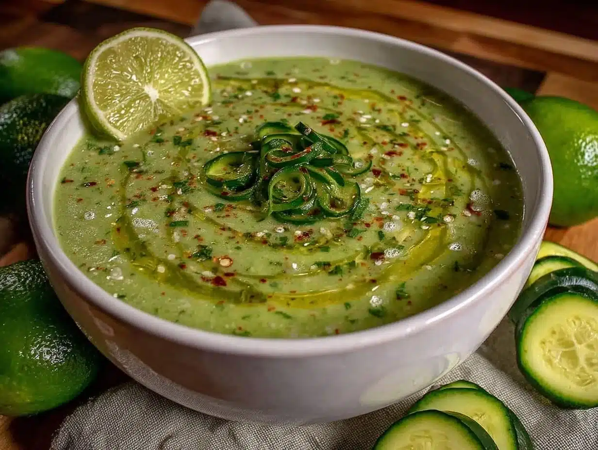 fresh chilled cucumber avocado gazpacho preparation steps