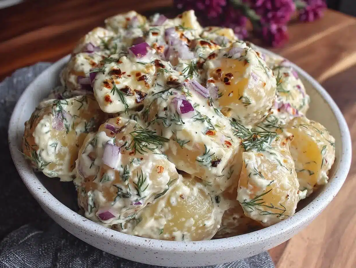 fresh creamy dill potato salad without mayo preparation steps