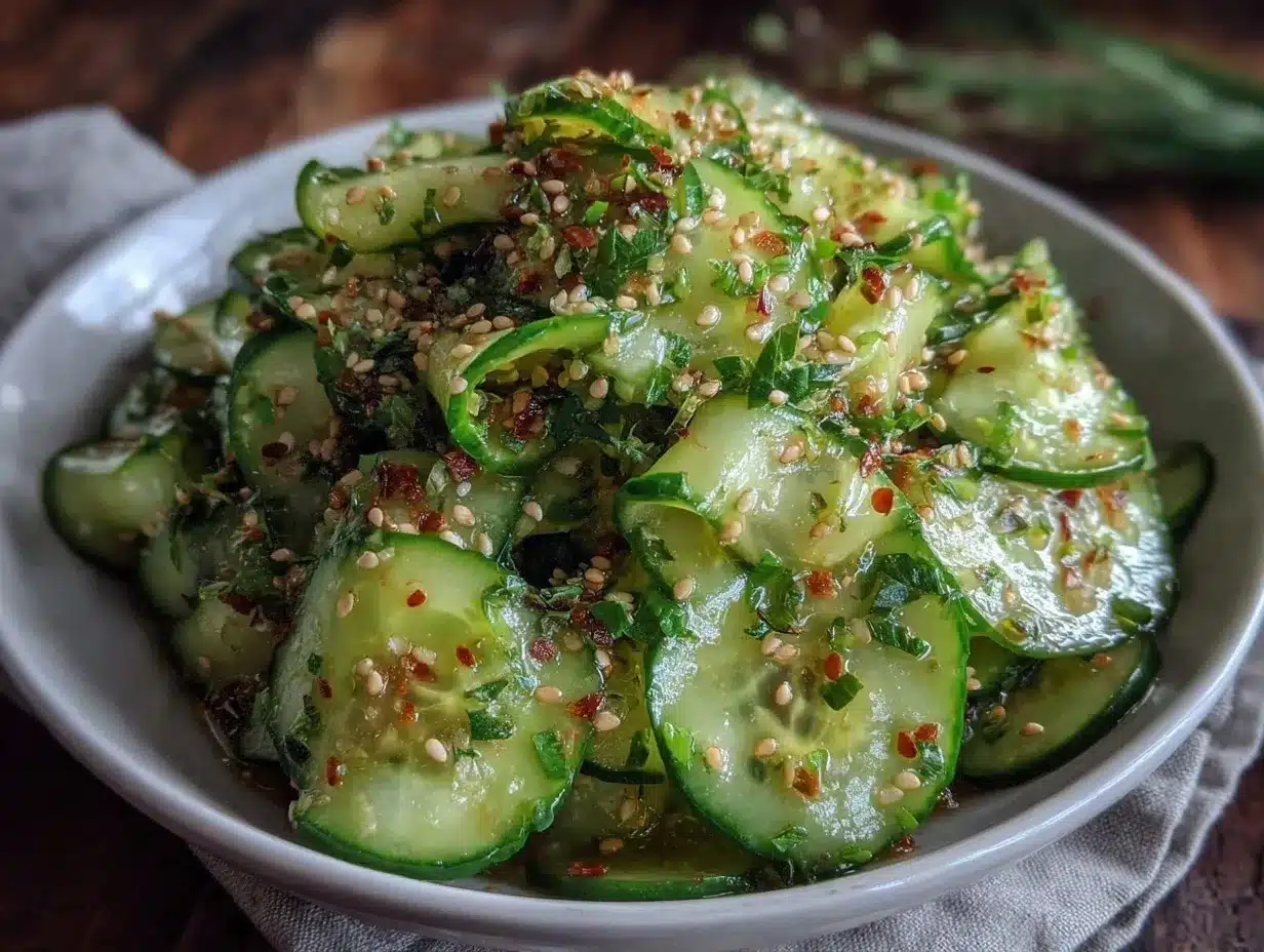 fresh cucumber sesame salad preparation steps