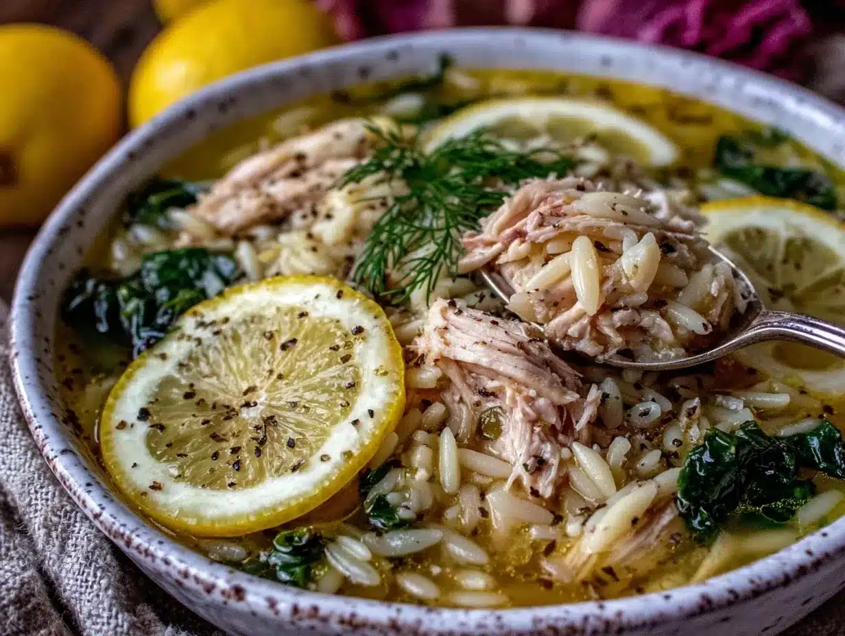 fresh greek lemon chicken soup with orzo preparation steps