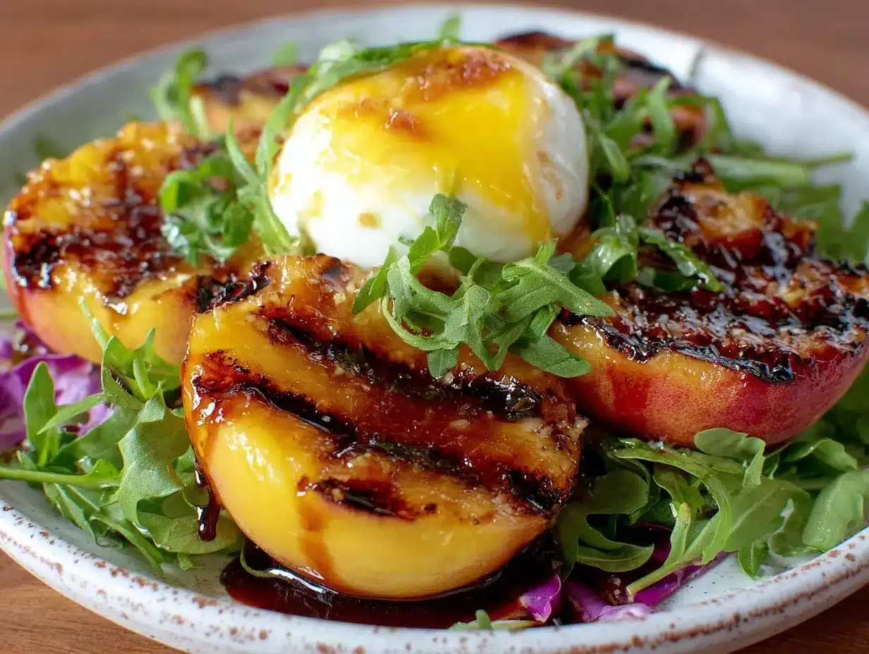fresh grilled peach and burrata salad preparation steps