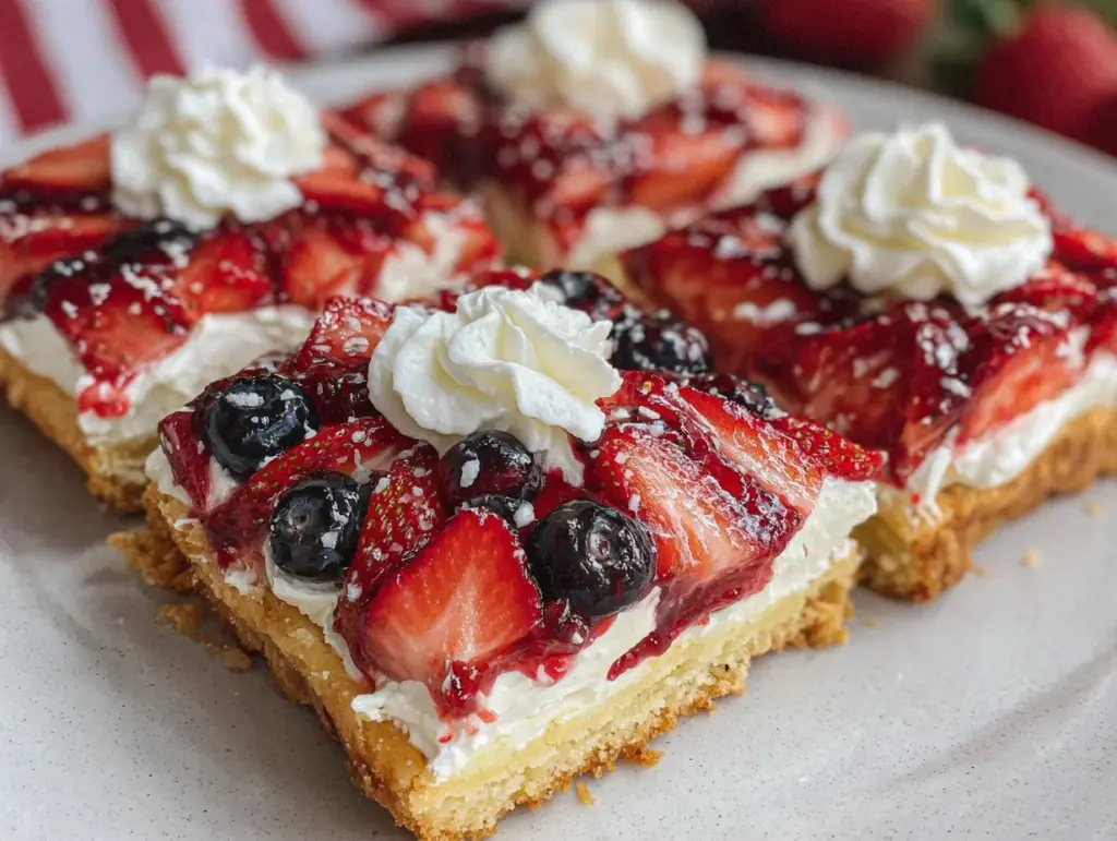 fresh patriotic flag fruit pizza - featured image