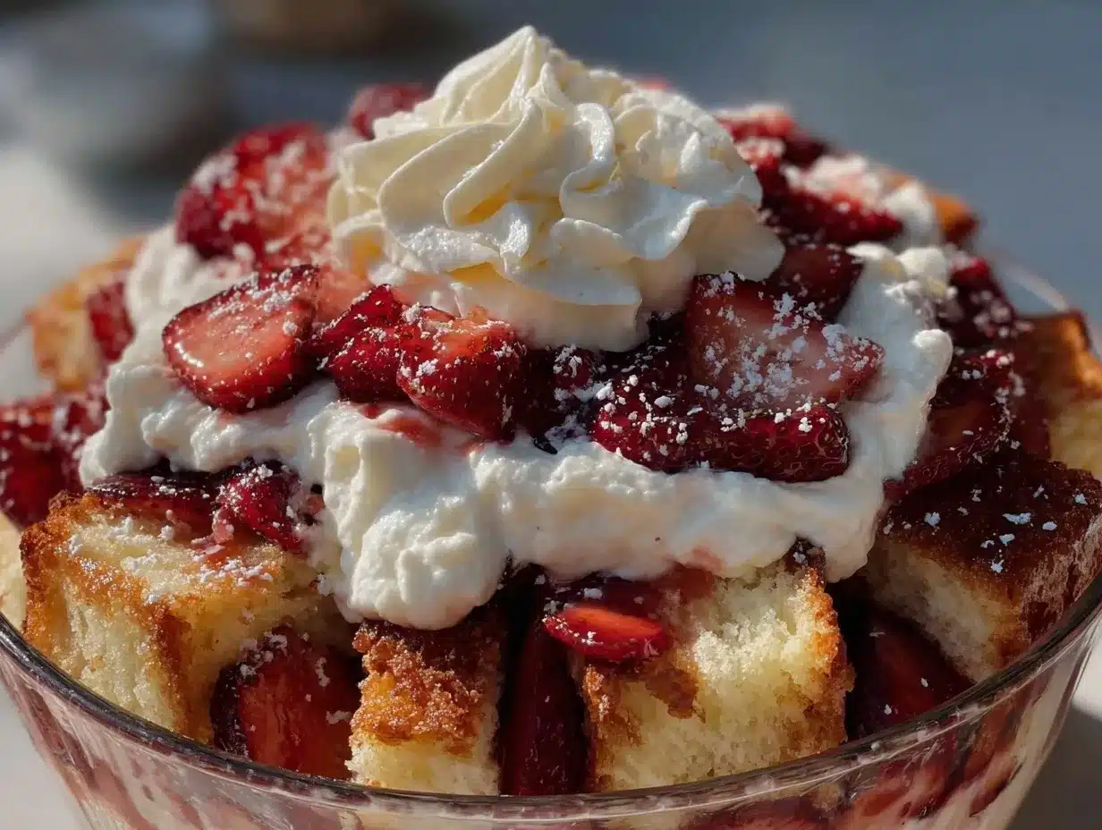 fresh strawberry shortcake trifle preparation steps