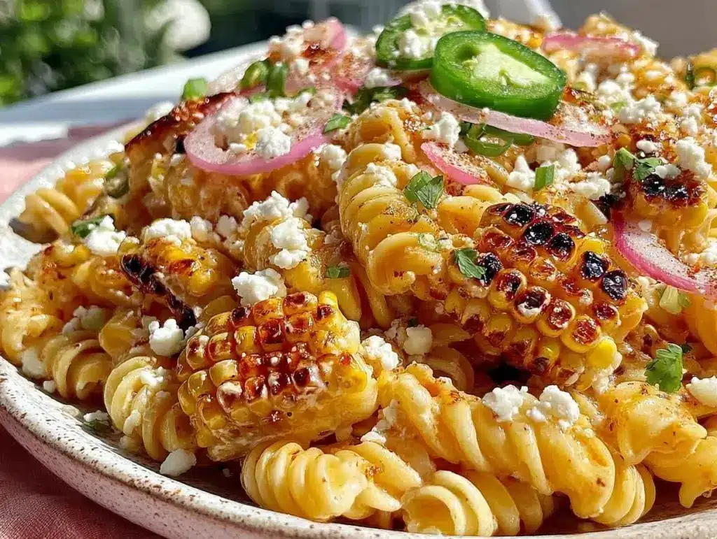 fresh street corn pasta salad - featured image