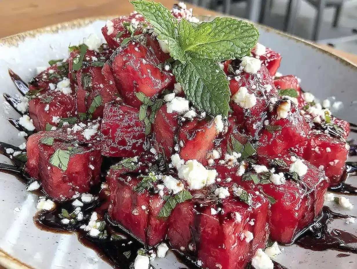 fresh watermelon feta salad preparation steps