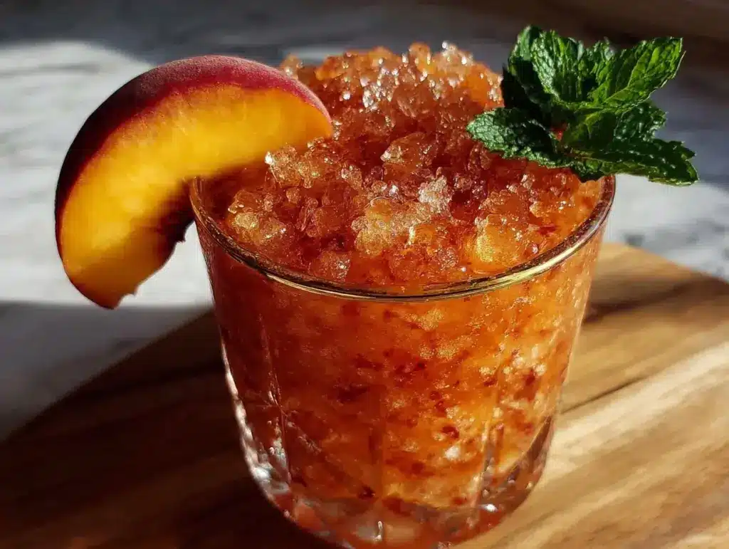 frozen peach lemonade slushie - featured image