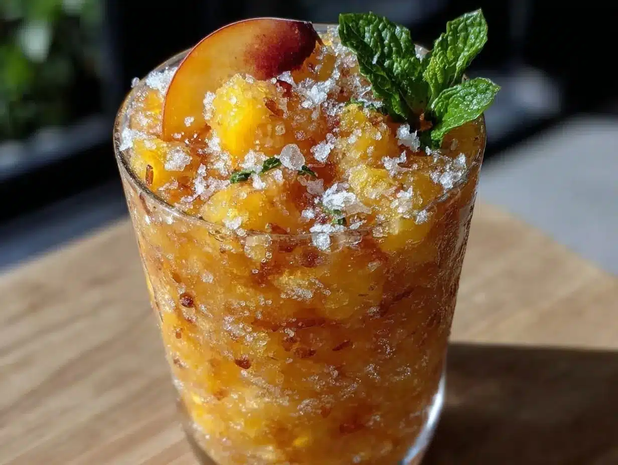 frozen peach lemonade slushie preparation steps