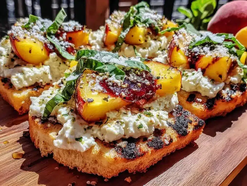 grilled peach and burrata flatbread - featured image