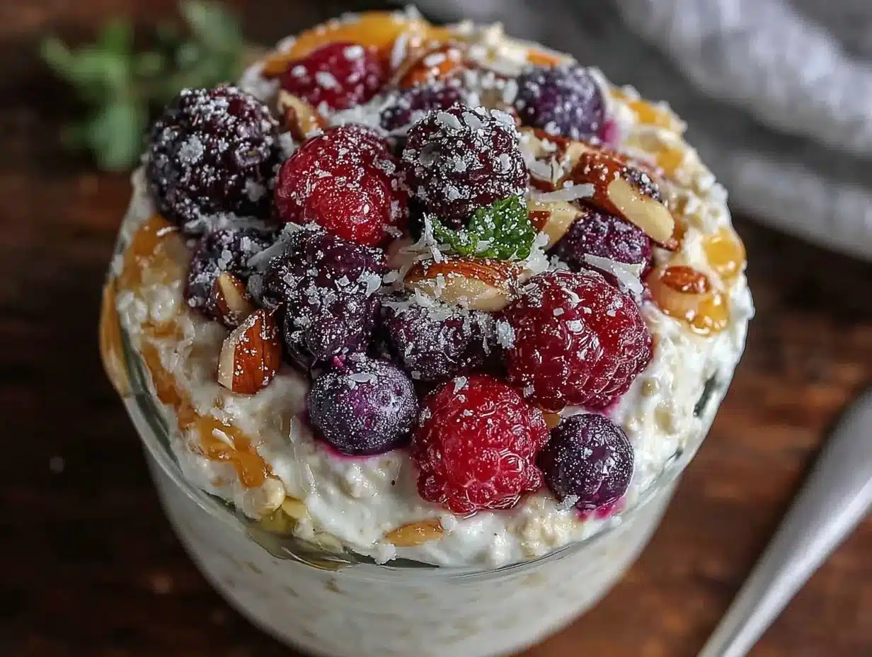 healthy protein packed greek yogurt overnight oats preparation steps