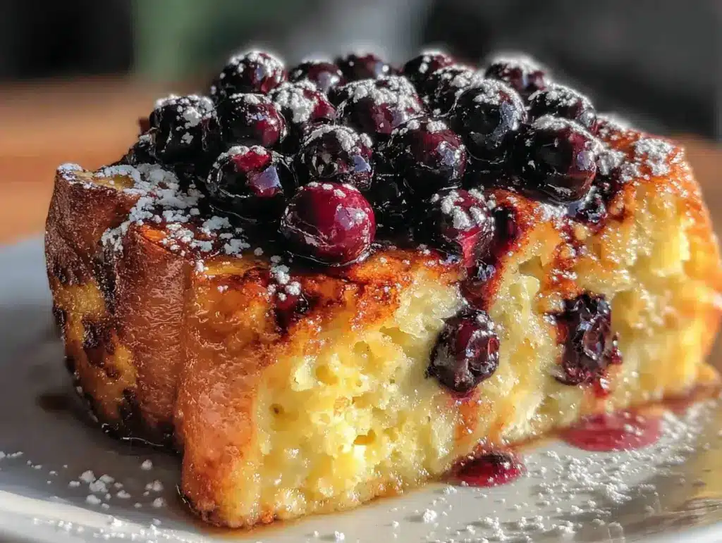 lemon blueberry french toast casserole - featured image