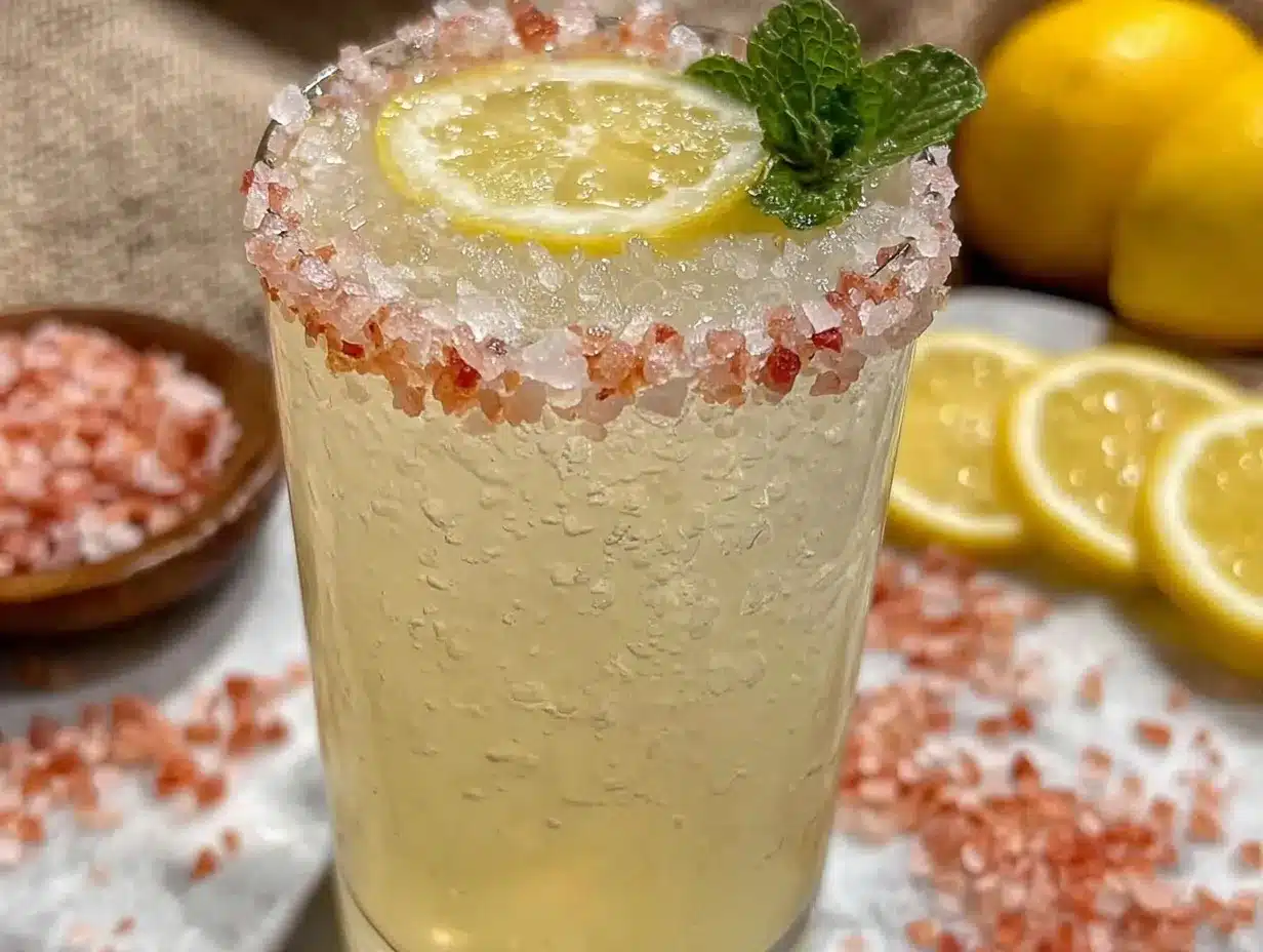 pink Himalayan salt lemonade detox drink preparation steps