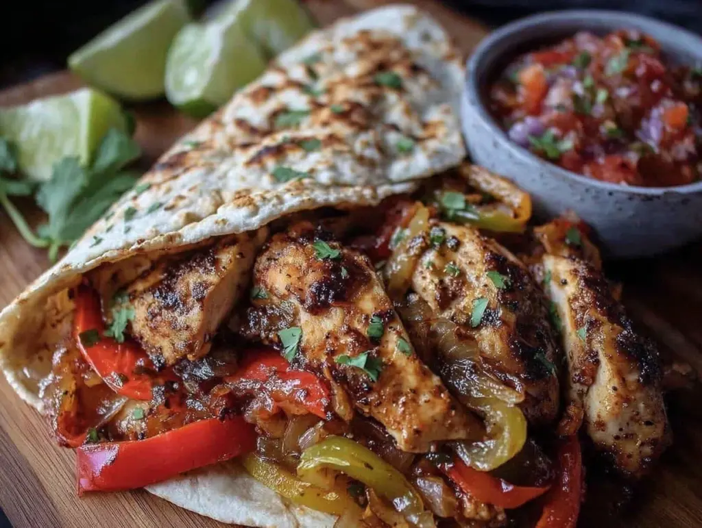 quick blackstone chicken fajitas - featured image