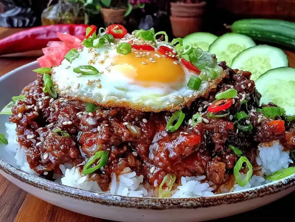 quick korean ground beef rice bowls - featured image