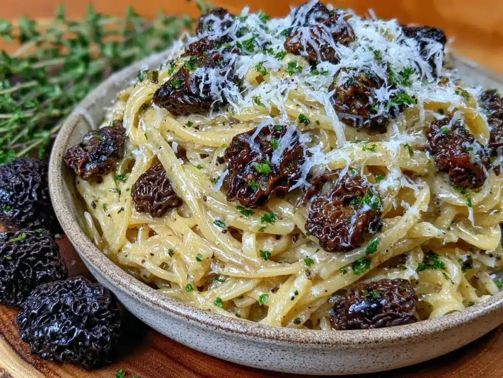quick morel mushroom butter pasta - featured image