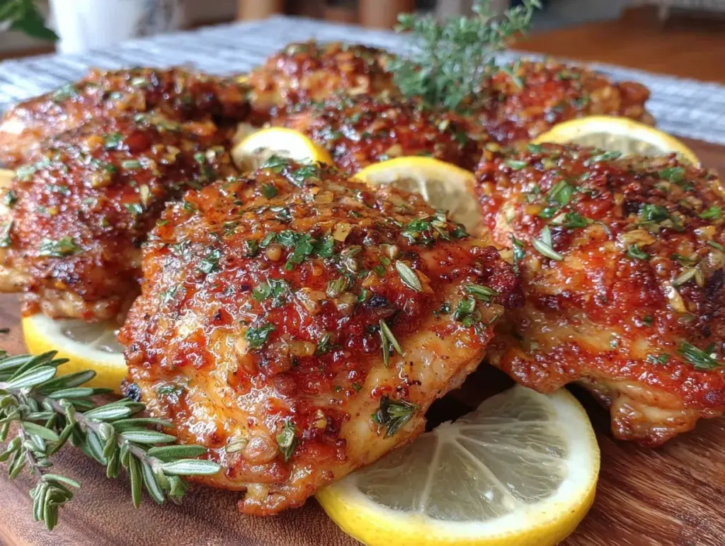 quick zesty lemon herb grilled chicken thighs - featured image