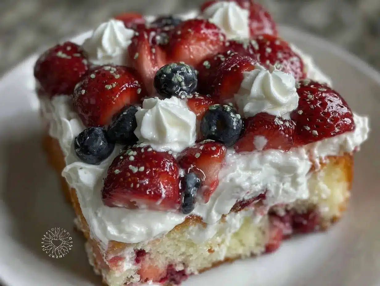 red white and blue poke cake preparation steps