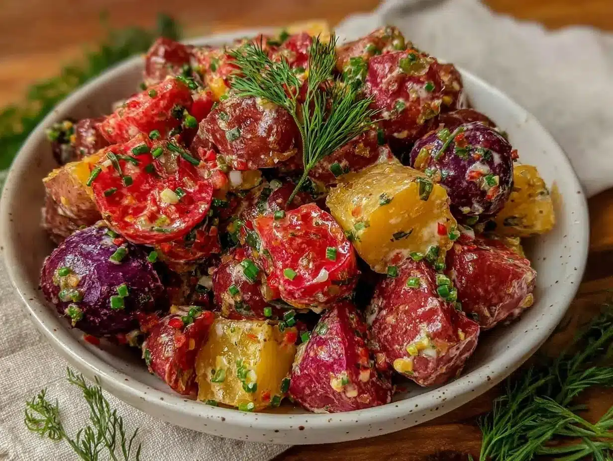 red white and blue potato salad preparation steps