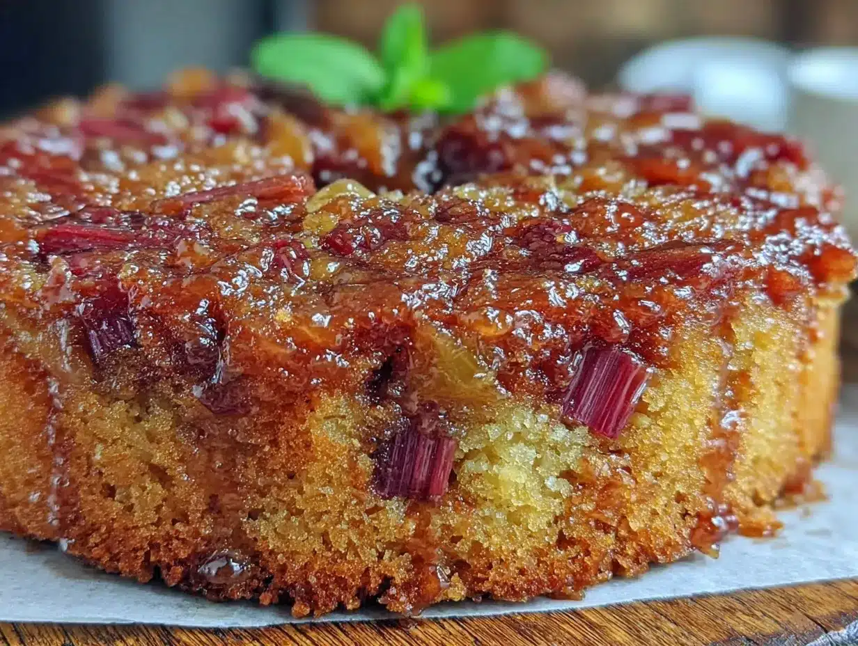 rhubarb upside-down cake preparation steps