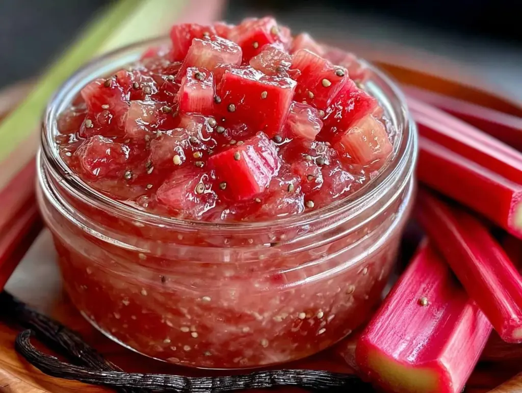 rhubarb vanilla bean compote - featured image
