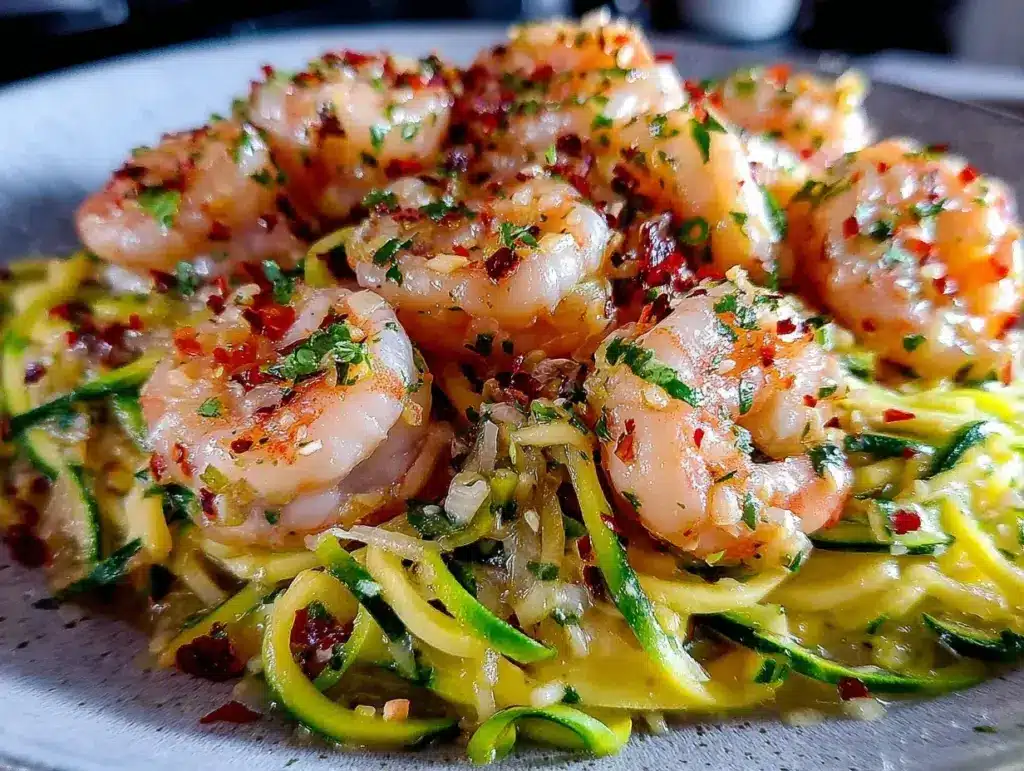shrimp scampi with zucchini noodles - featured image