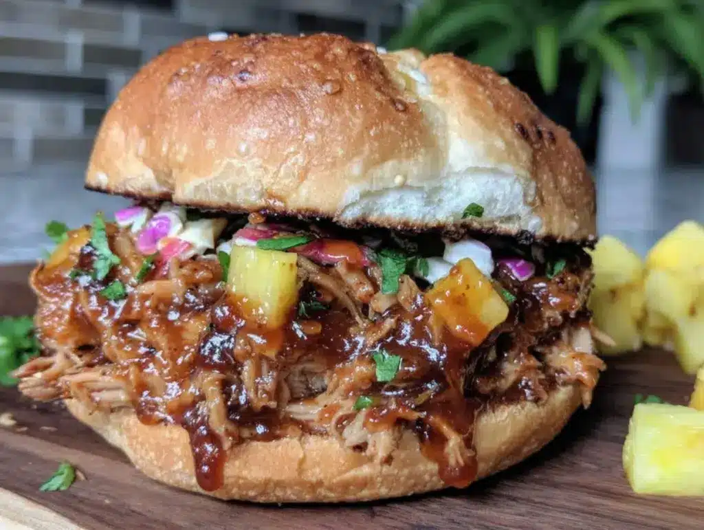 slow cooker Hawaiian pulled pork sandwiches - featured image