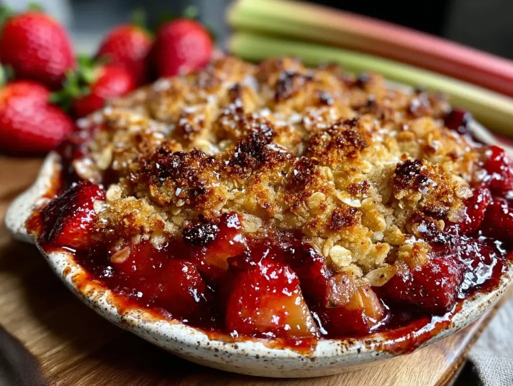 strawberry rhubarb crisp - featured image