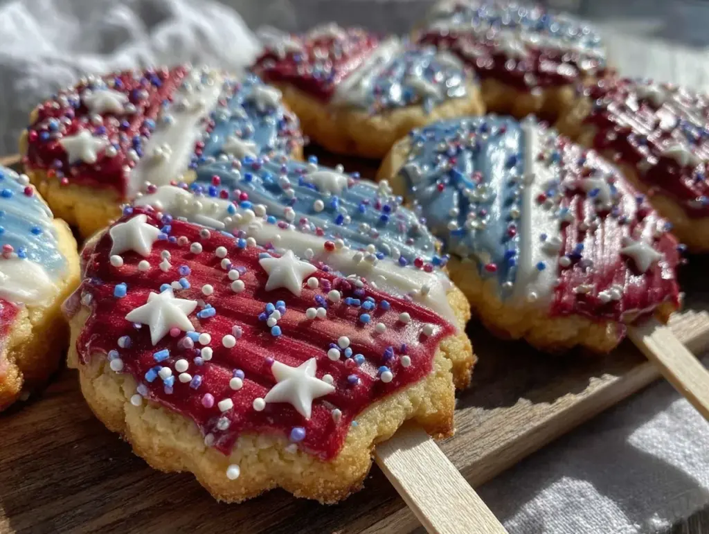 4th of July decorated sugar cookie pops - featured image