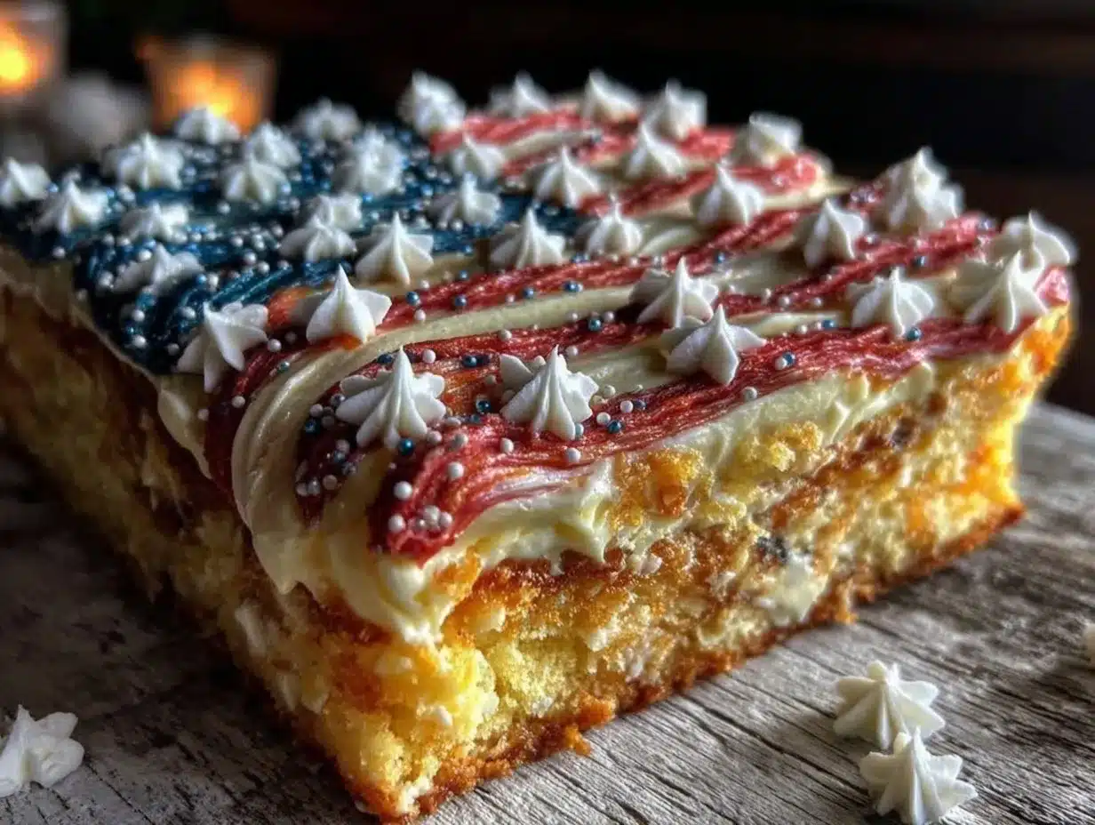 american flag sheet cake preparation steps