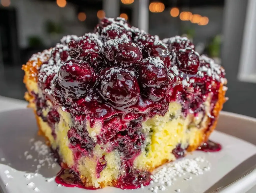 blueberry lemon poke cake - featured image