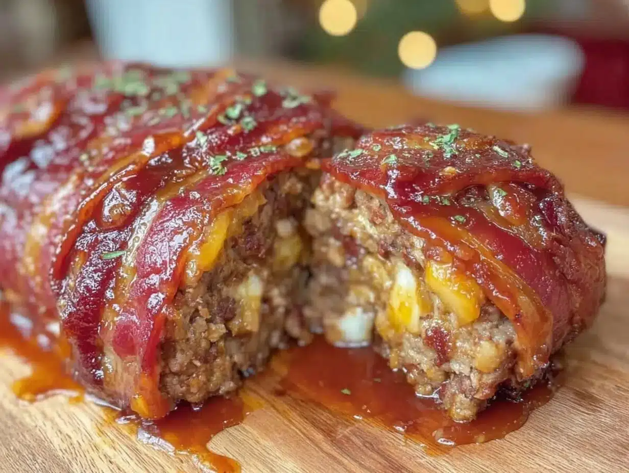 bourbon bbq bacon-wrapped meatloaf preparation steps