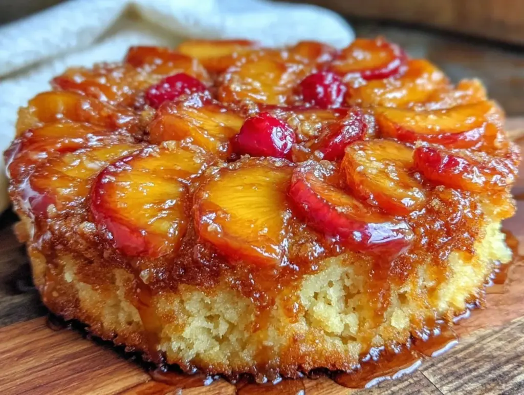 brown butter nectarine upside down skillet cake - featured image