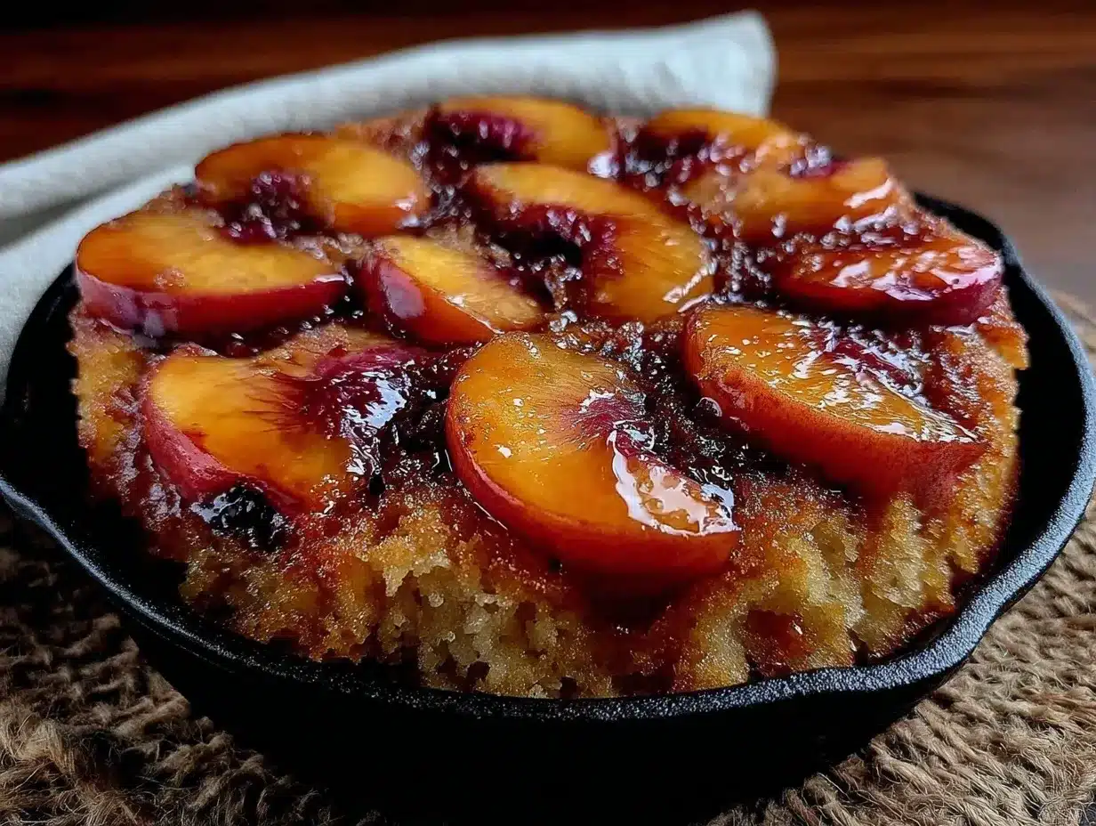 brown butter nectarine upside down skillet cake preparation steps