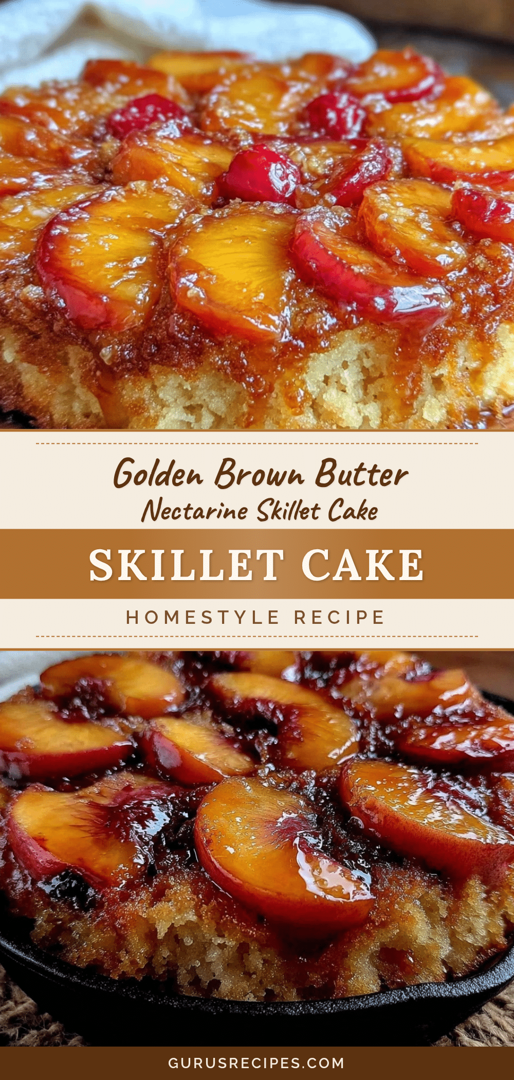 brown butter nectarine upside down skillet cake recipe