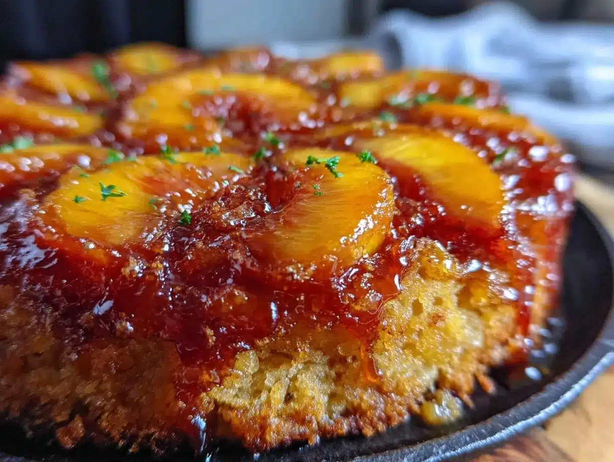 brown butter peach upside-down skillet cake preparation steps