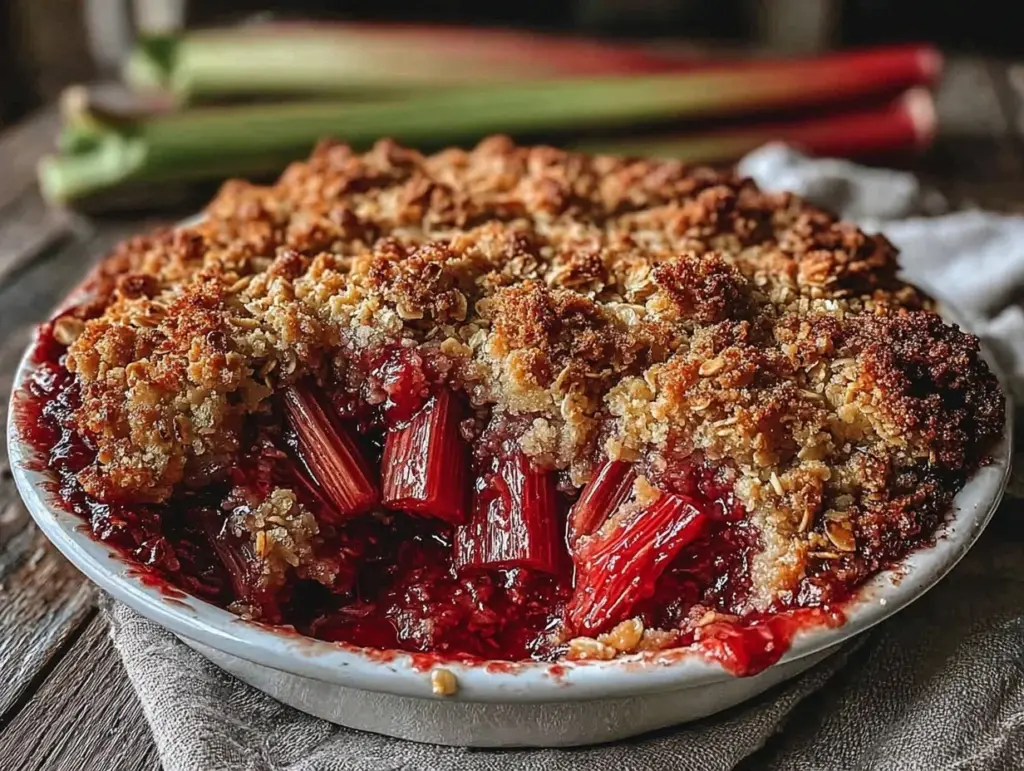 brown butter rhubarb crumble - featured image